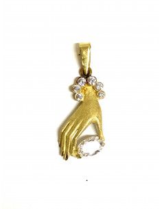 Colgante mano de oro y circonitas