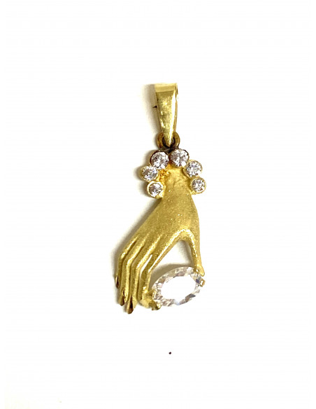 Colgante mano de oro y circonitas