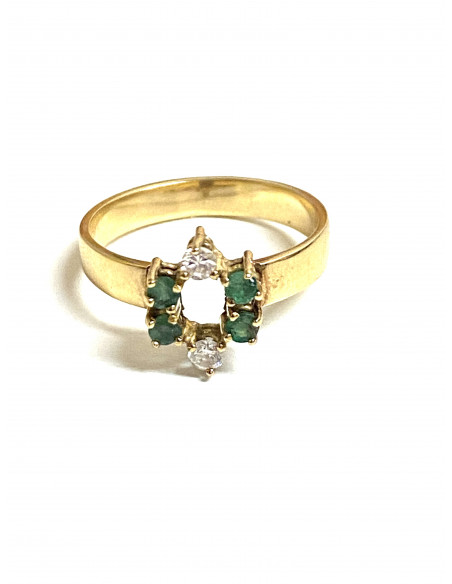 Anillo brillantes y esmeraldas