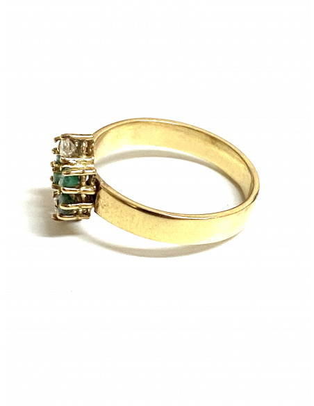 Anillo brillantes y esmeraldas