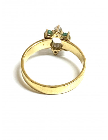 Anillo brillantes y esmeraldas