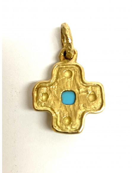 Cruz de oro y turquesa