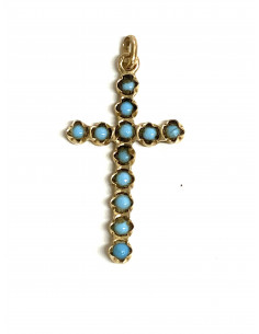 Cruz oro y turquesa