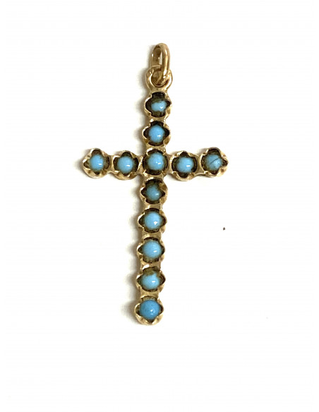 Cruz oro y turquesa